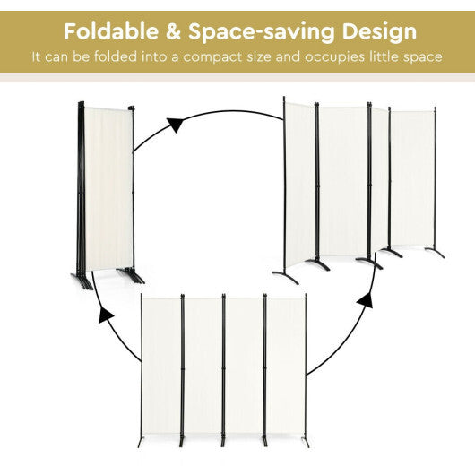 Costway 4-Panel  Room Divider with Steel Frame-White