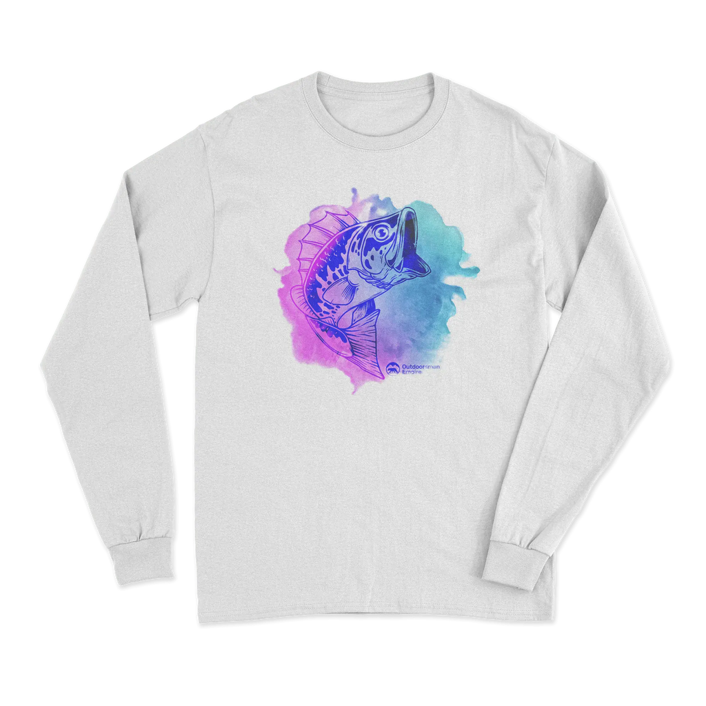 Watercolor Fishing Men Long Sleeve Shirt