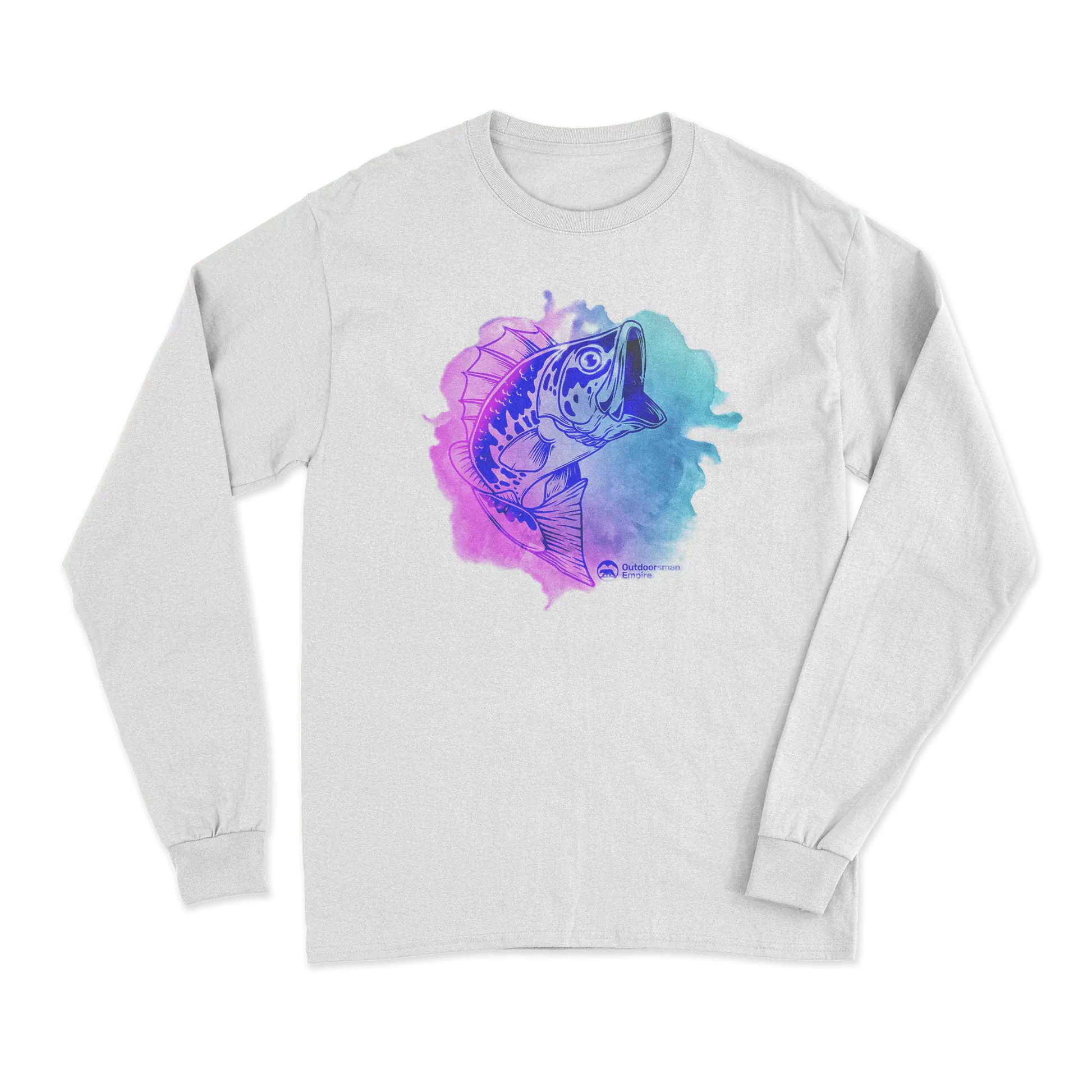 Watercolor Fishing Men Long Sleeve Shirt