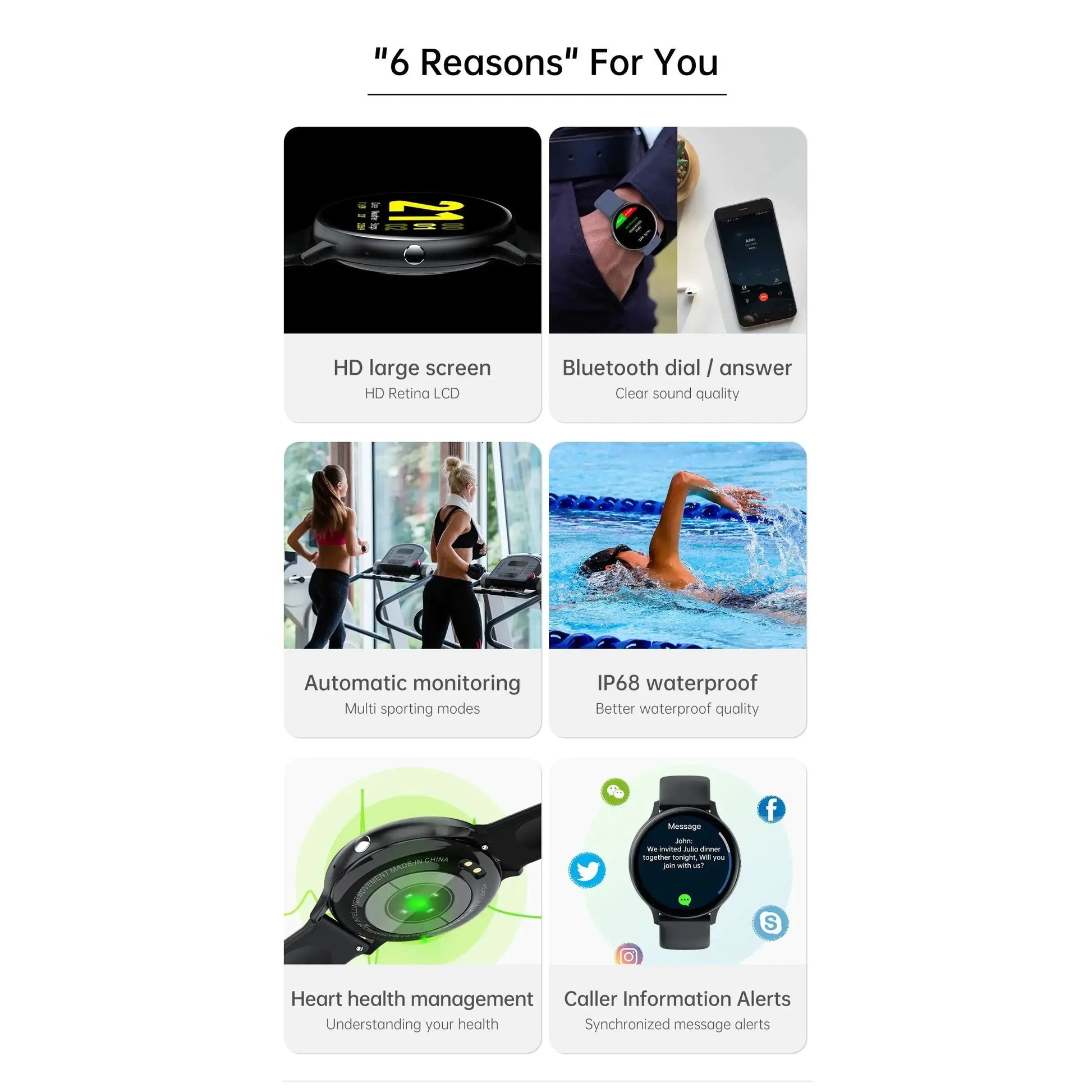 Waterproof 4G Rom Smartwatch | Full-Touch Dial & Advanced Fitness Tracker