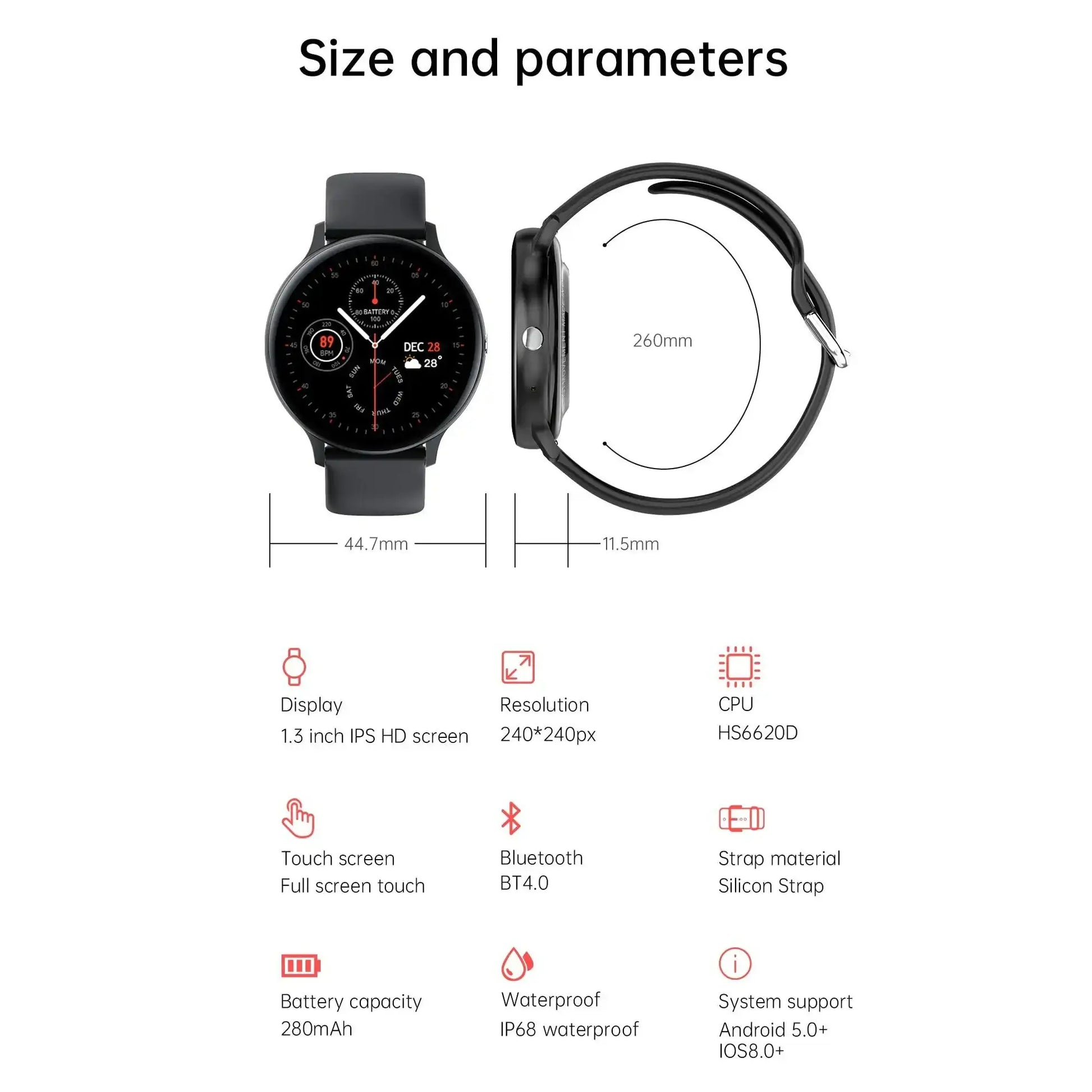 Waterproof 4G Rom Smartwatch | Full-Touch Dial & Advanced Fitness Tracker