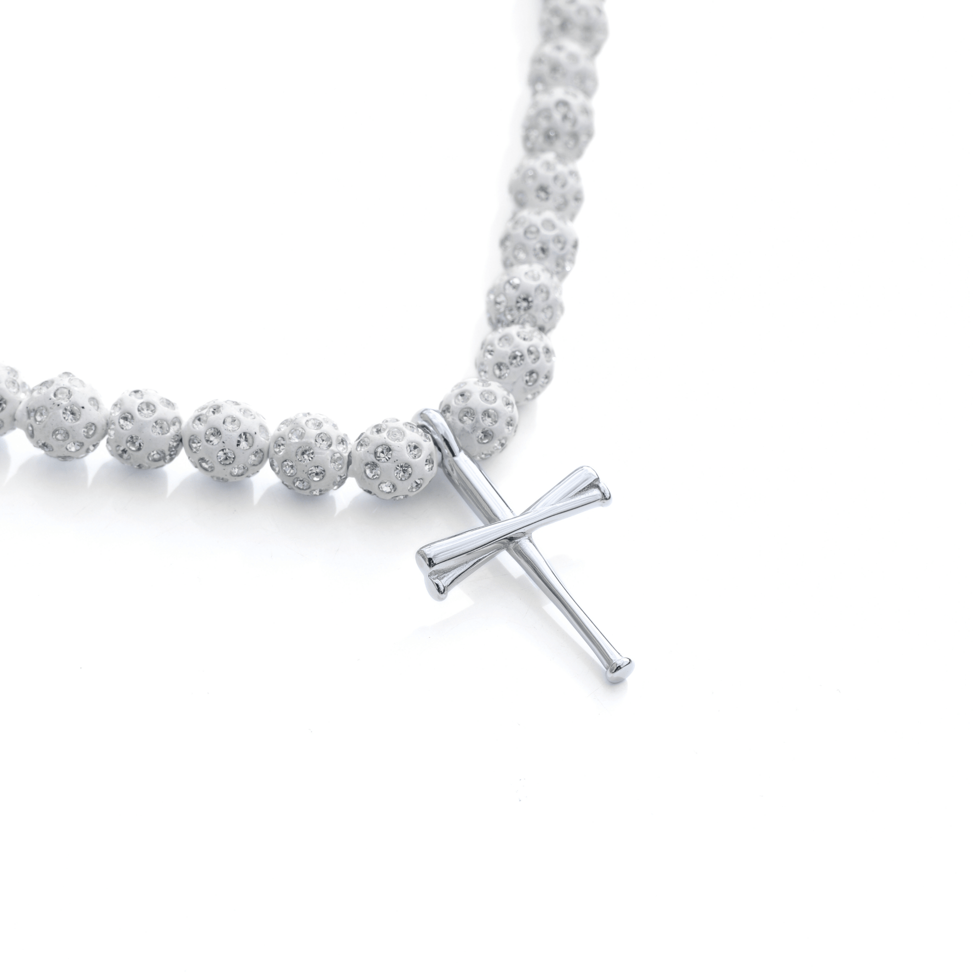Red Slugger Iced Out Baseball Bead Necklace | Black & Red