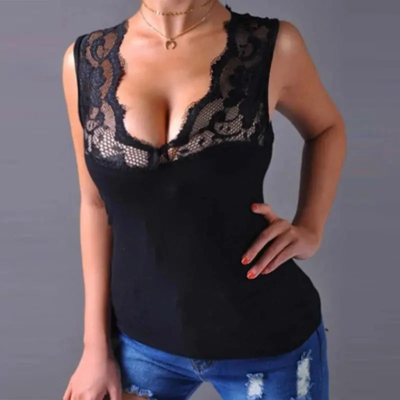 Women Blouse Spring Summer Vest Lace