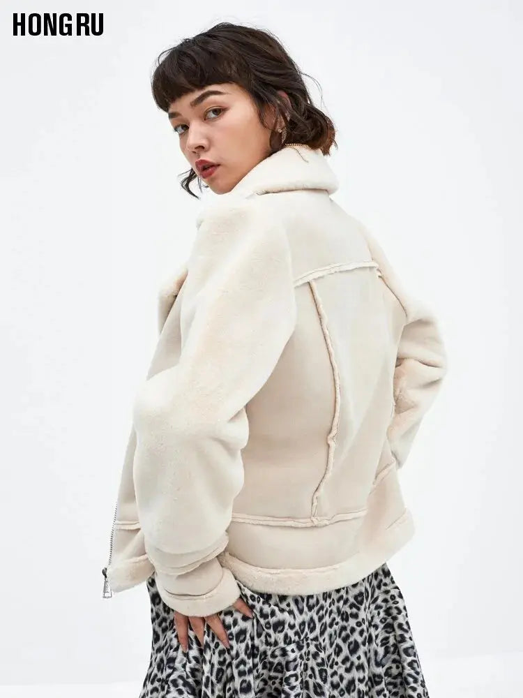 Women Fur Coat Winter Leather Jacket