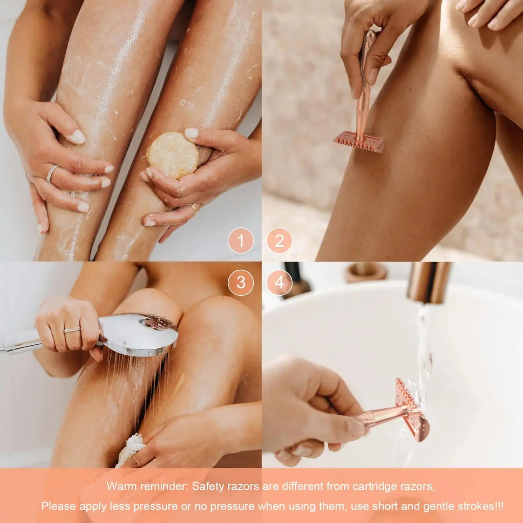 Women & Men Rose Gold Safety Razor - Double Edge Safety Razor Blades