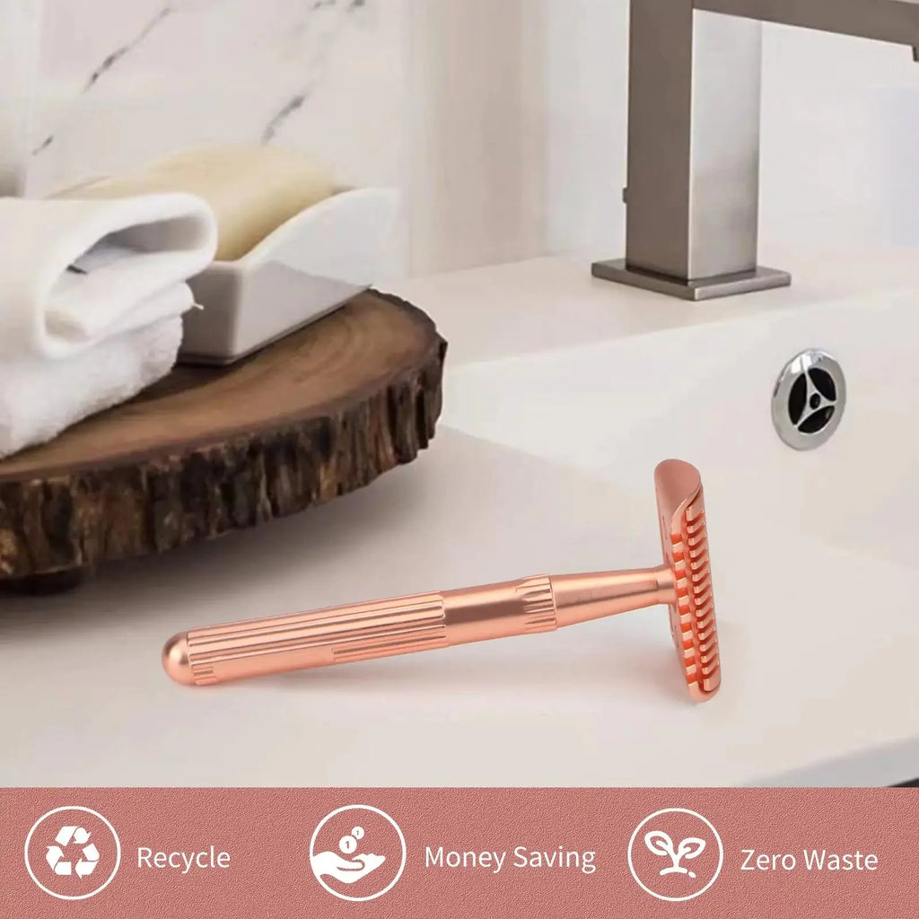 Women & Men Rose Gold Safety Razor - Double Edge Safety Razor Blades