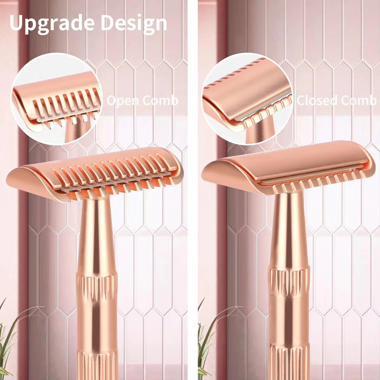 Women & Men Rose Gold Safety Razor - Double Edge Safety Razor Blades