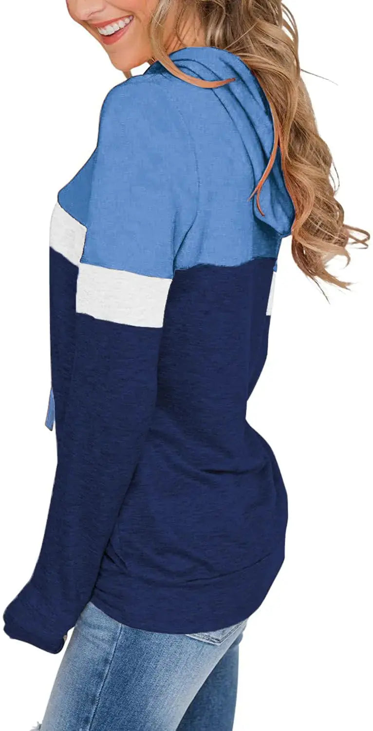 Women's Casual Long Sleeve Hoodie Tunic – Sky Blue