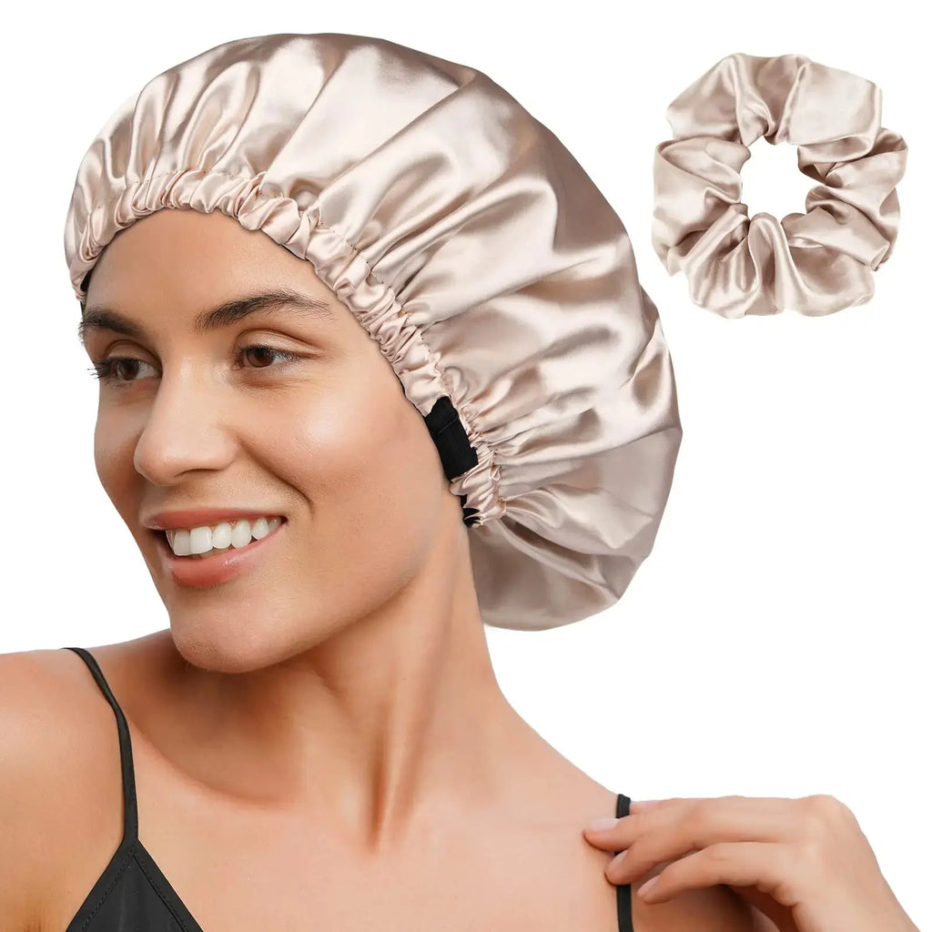 YANIBEST Satin Bonnet Silk Bonnet Adjustable Hair Bonnet for Sleeping Hair Bonnets for Women Curly Natural Hair One Size Brown