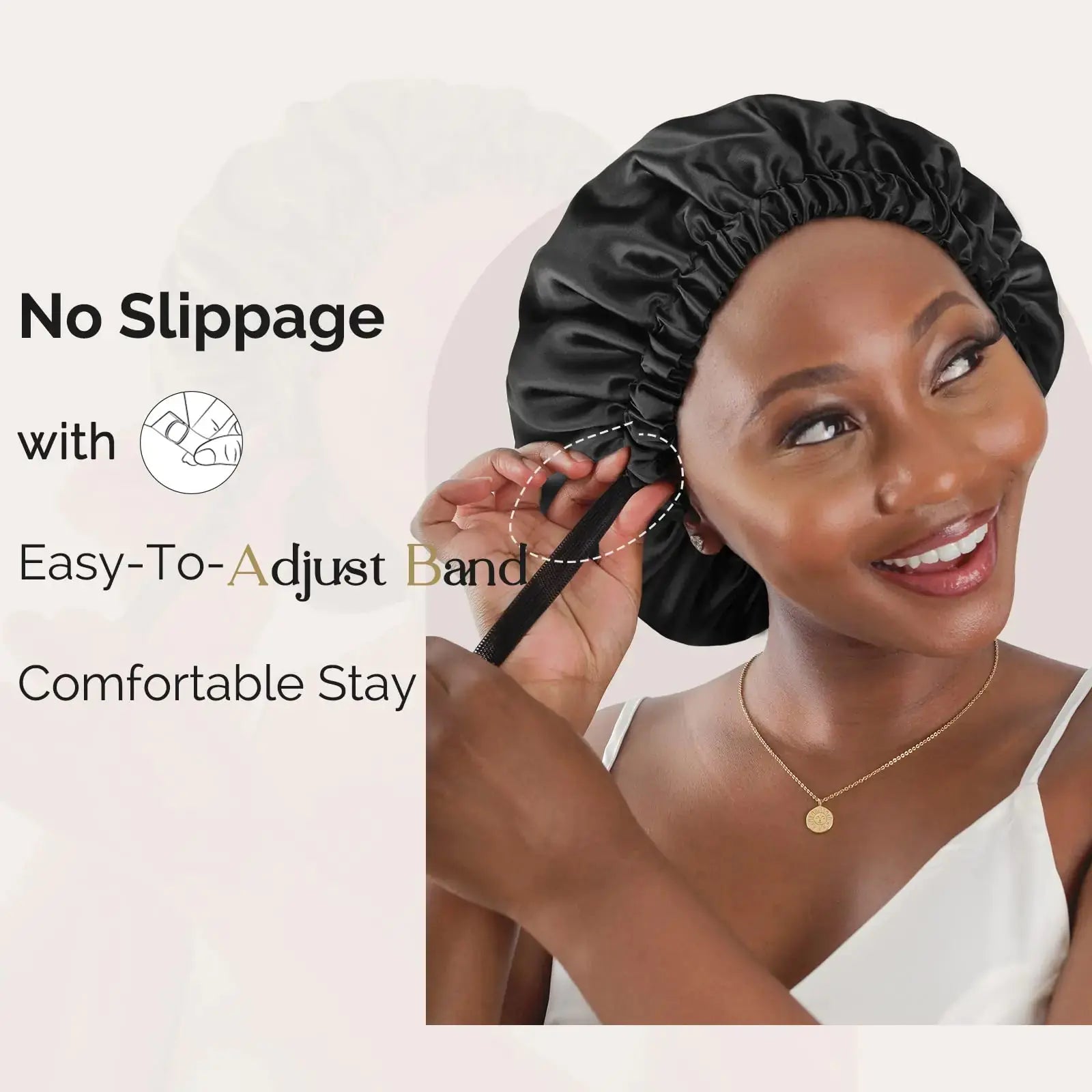 YANIBEST Satin Bonnet Silk Bonnet Adjustable Hair Bonnet for Sleeping Hair Bonnets for Women Curly Natural Hair One Size Brown