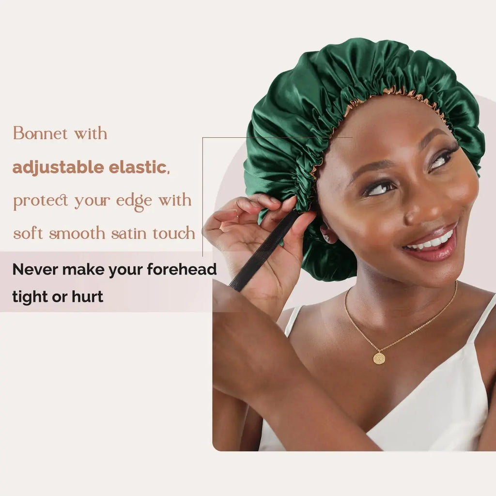 YANIBEST Satin Bonnet Silk Bonnet Adjustable Hair Bonnet for Sleeping Hair Bonnets for Women Curly Natural Hair One Size Brown