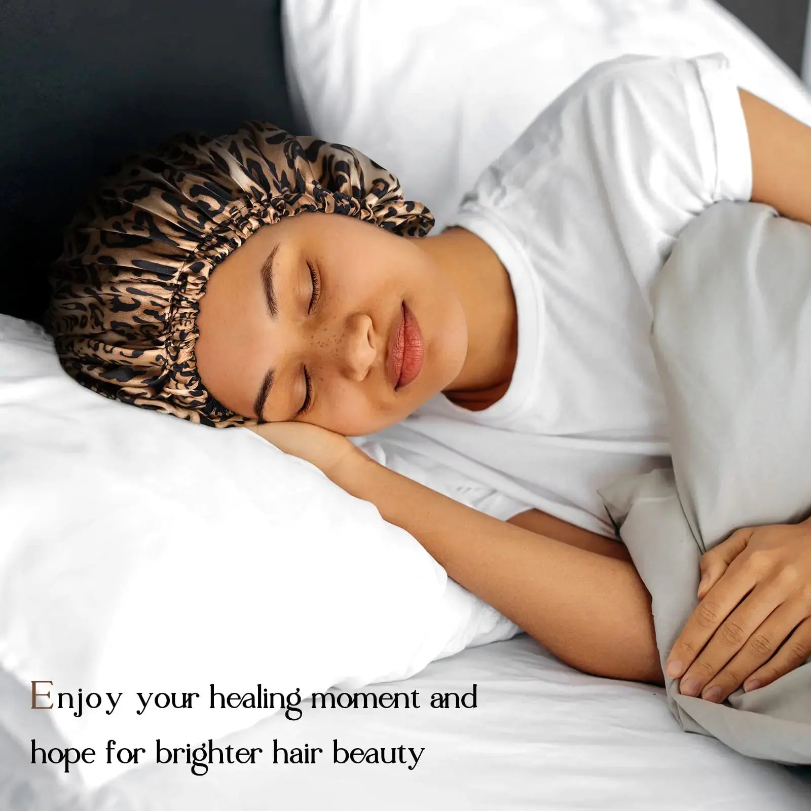 YANIBEST Satin Bonnet Silk Bonnet Adjustable Hair Bonnet for Sleeping Hair Bonnets for Women Curly Natural Hair One Size Brown