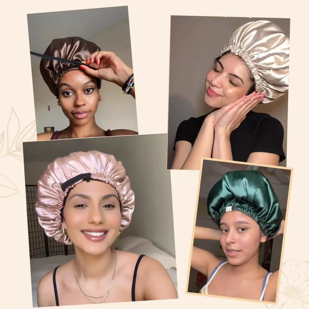YANIBEST Satin Bonnet Silk Bonnet Adjustable Hair Bonnet for Sleeping Hair Bonnets for Women Curly Natural Hair One Size Brown