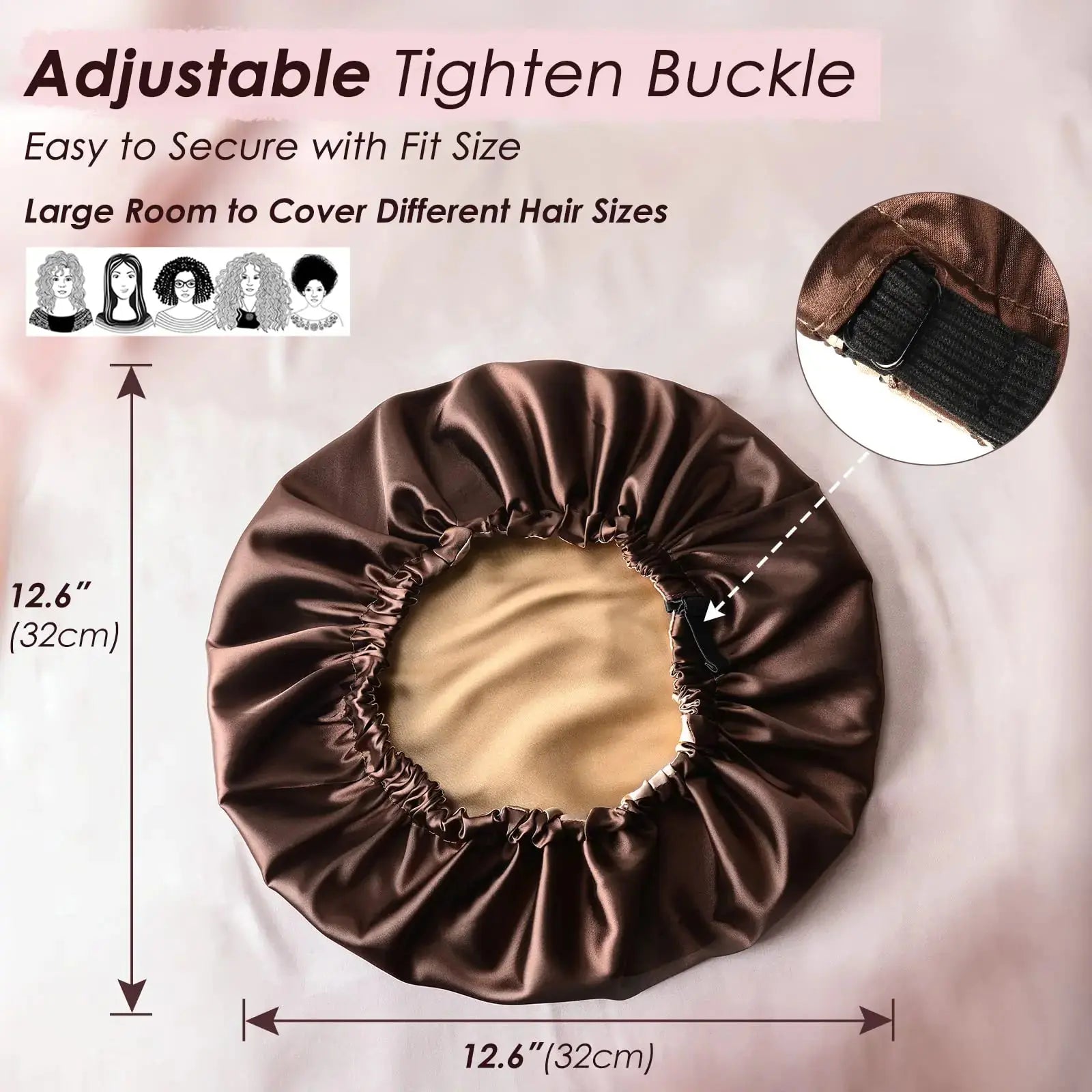 YANIBEST Satin Bonnet Silk Bonnet Adjustable Hair Bonnet for Sleeping Hair Bonnets for Women Curly Natural Hair One Size Brown