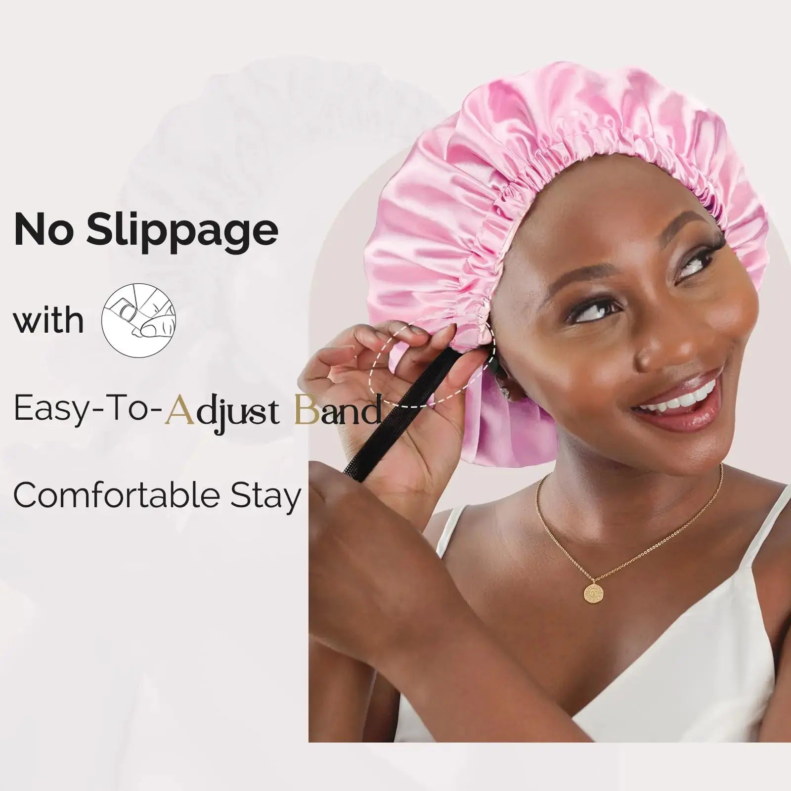YANIBEST Satin Bonnet Silk Bonnet Adjustable Hair Bonnet for Sleeping Hair Bonnets for Women Curly Natural Hair One Size Brown