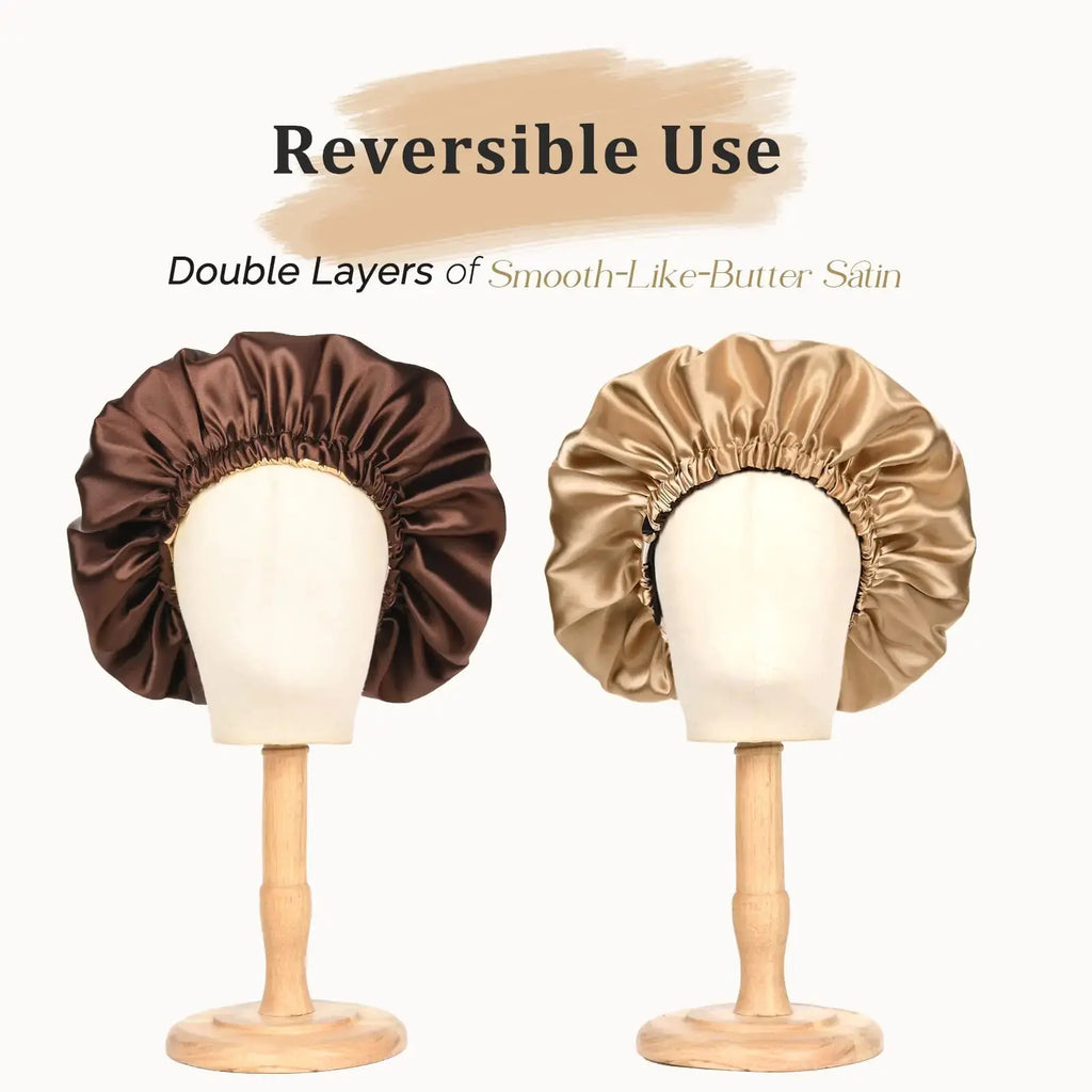 YANIBEST Satin Bonnet Silk Bonnet Adjustable Hair Bonnet for Sleeping Hair Bonnets for Women Curly Natural Hair One Size Brown