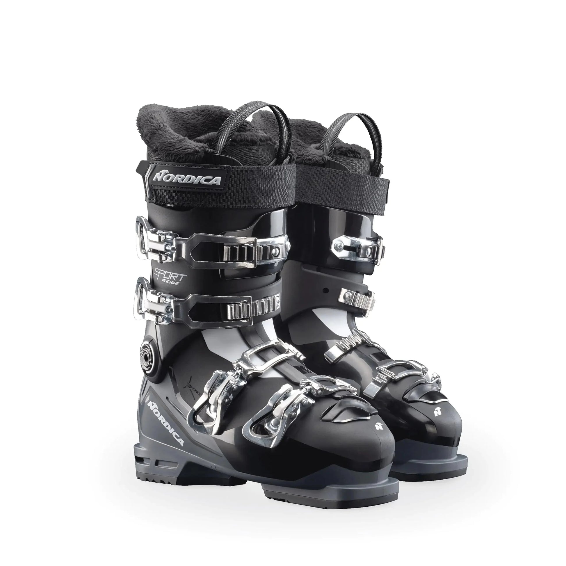 Nordica Womens Medium Wide Volume Easy-Entry All-Mountain Sportmachine 3 65 Ski Boots Black/Anthracite/White 23.5