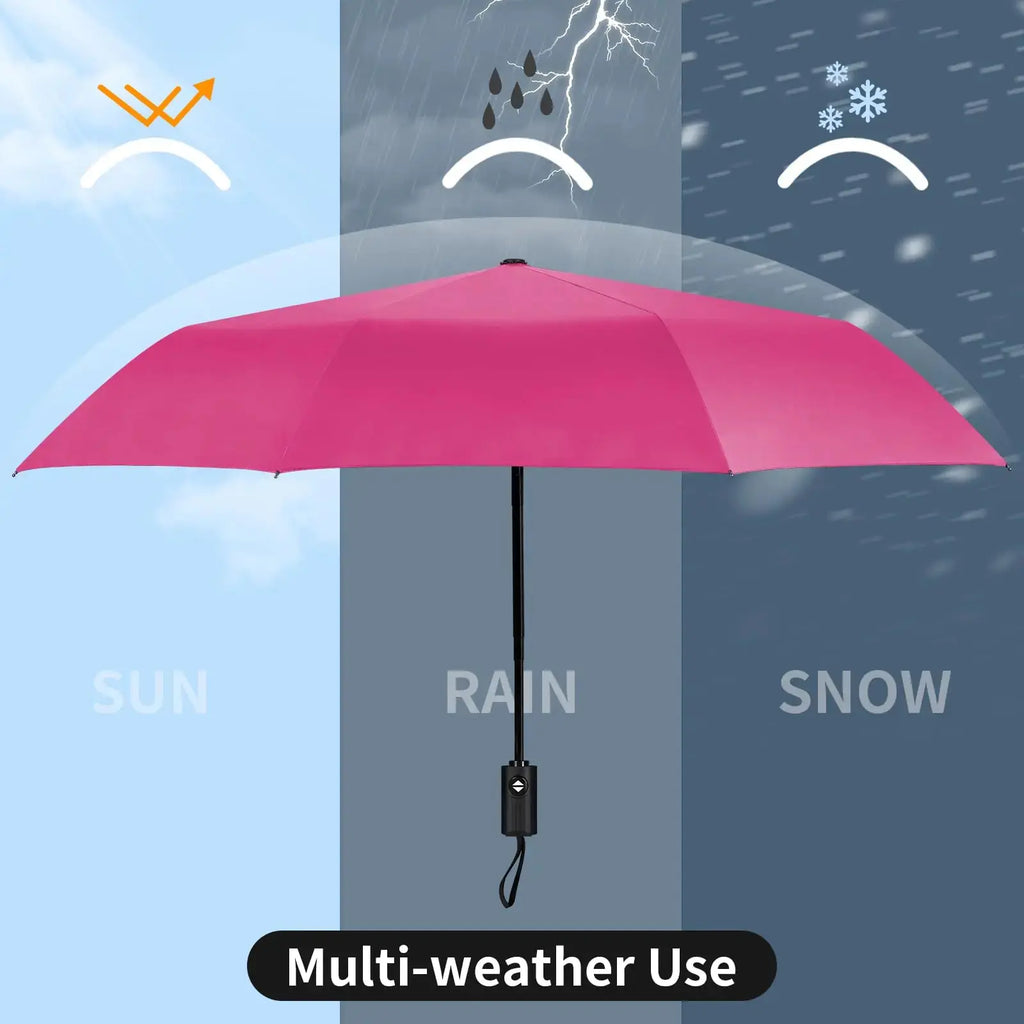 Yoobure Small Mini Umbrella with Case Light Compact Design Perfect for Travel Lightweight Portable Parasol Outdoor Sun&Rain Umbrellas Auto-Pink