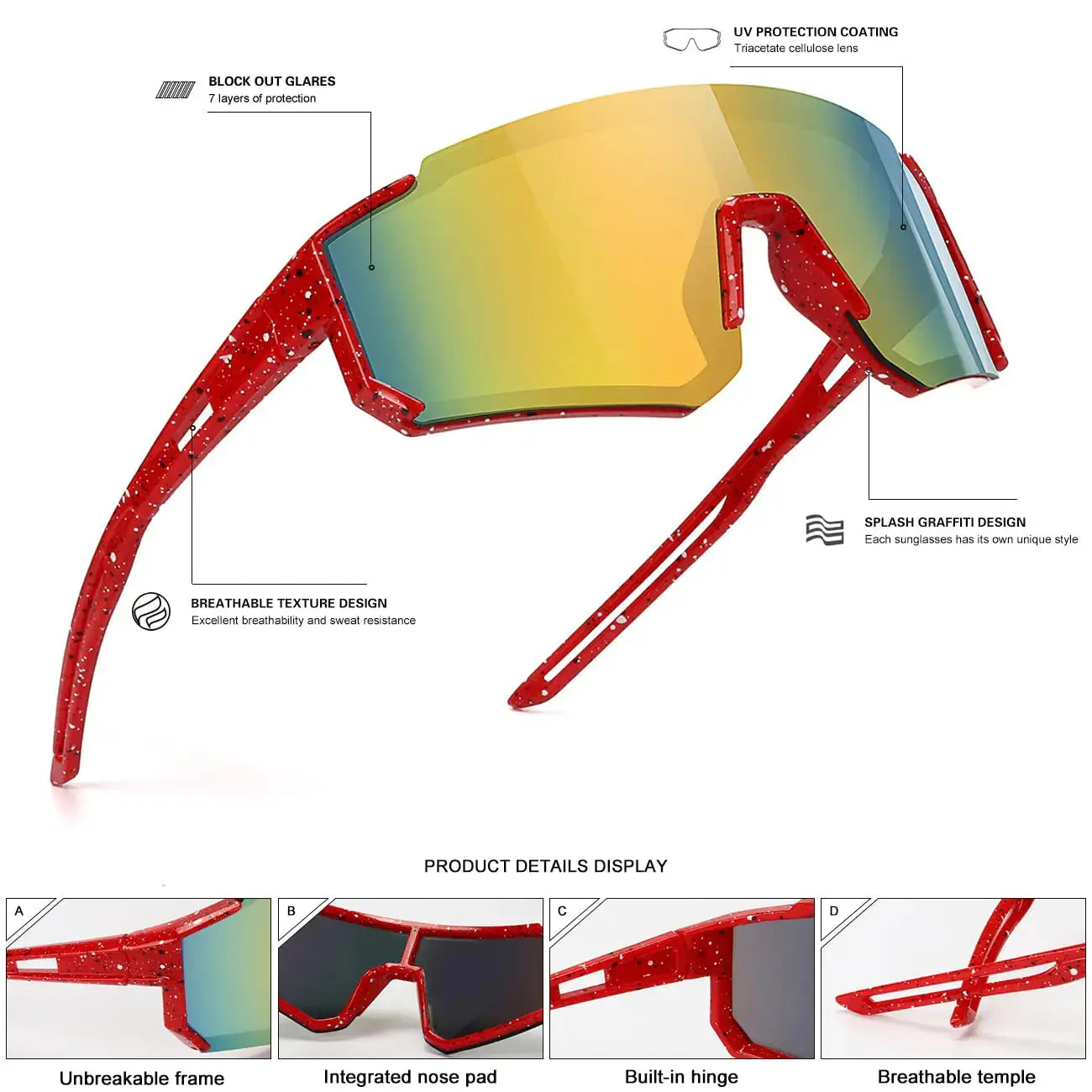 Youth Baseball Sunglasses for Boys & Girls | Softball Cycling Sports Sunglasses for Kids - Lightweight Frame | Age 6-12