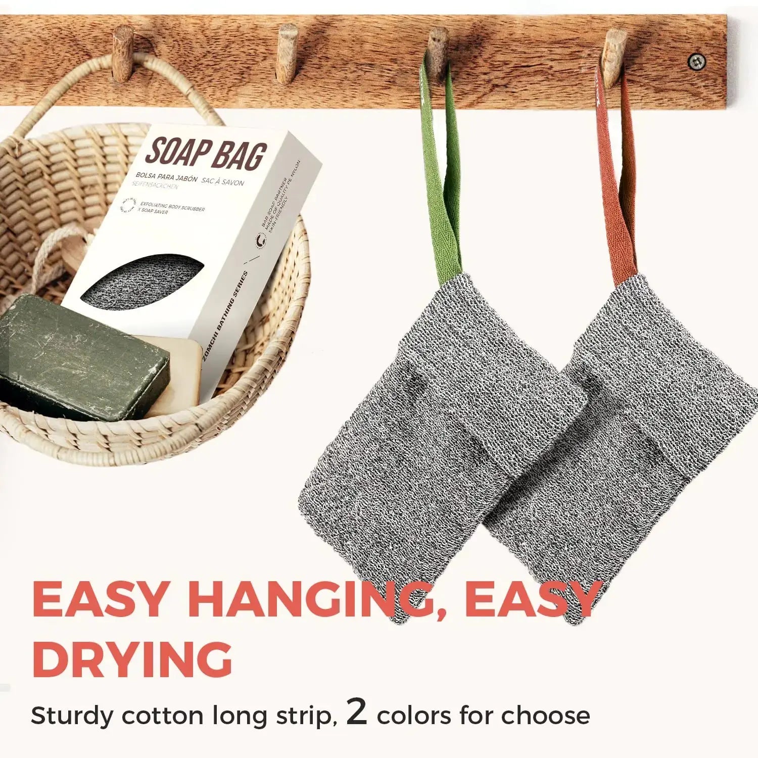 ZOMCHI 2 Pieces Soap Bags - Skin-Friendly Deep Exfoliation