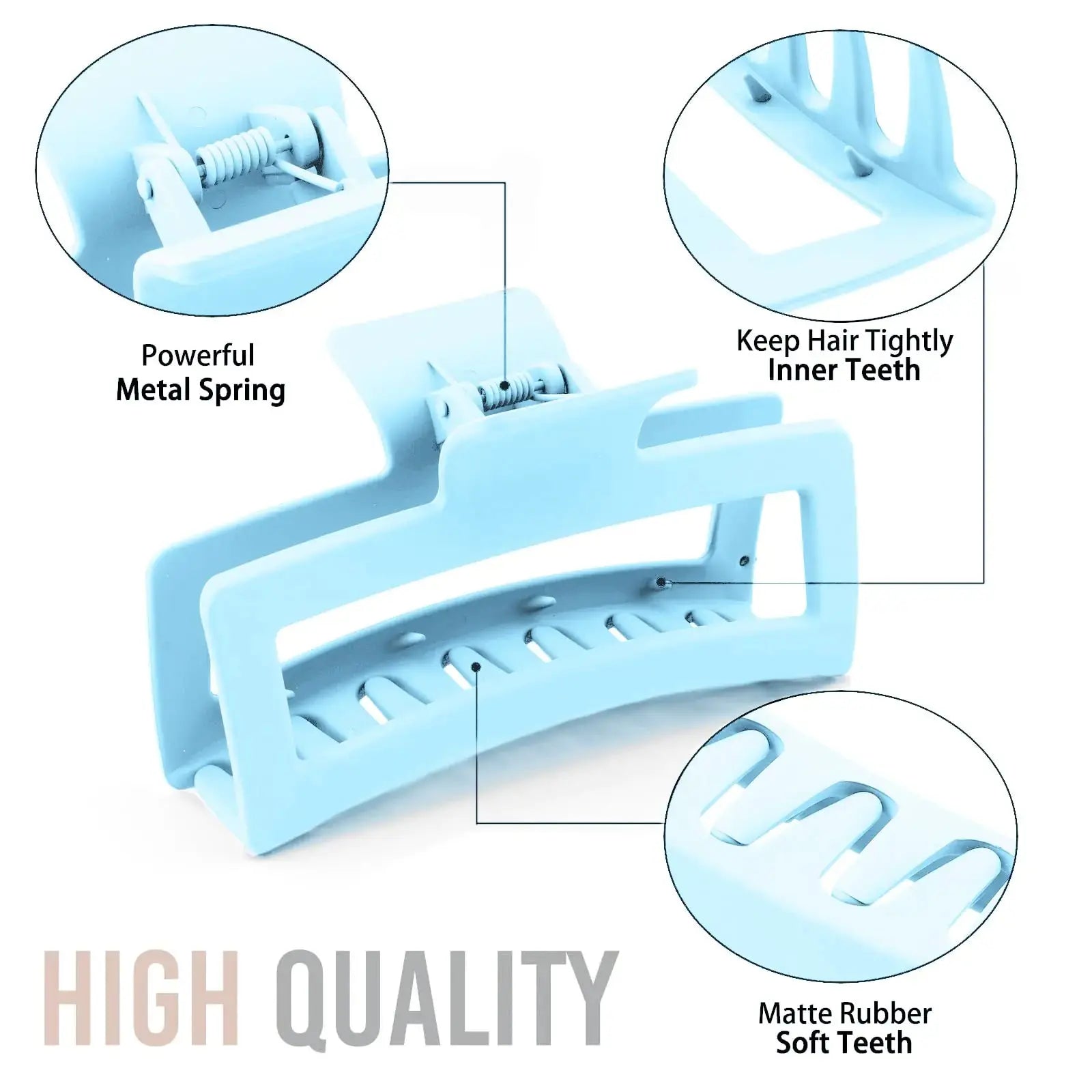 ZYTJ 5 Inche Blue Extra Large Claw Clips for Thick Hair & Long Hair - Strong & Non-slip