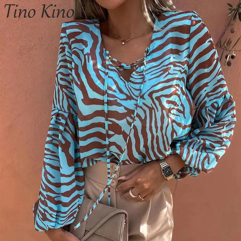 Zebra V-Neck Women's Blouse – Bold & Elegant