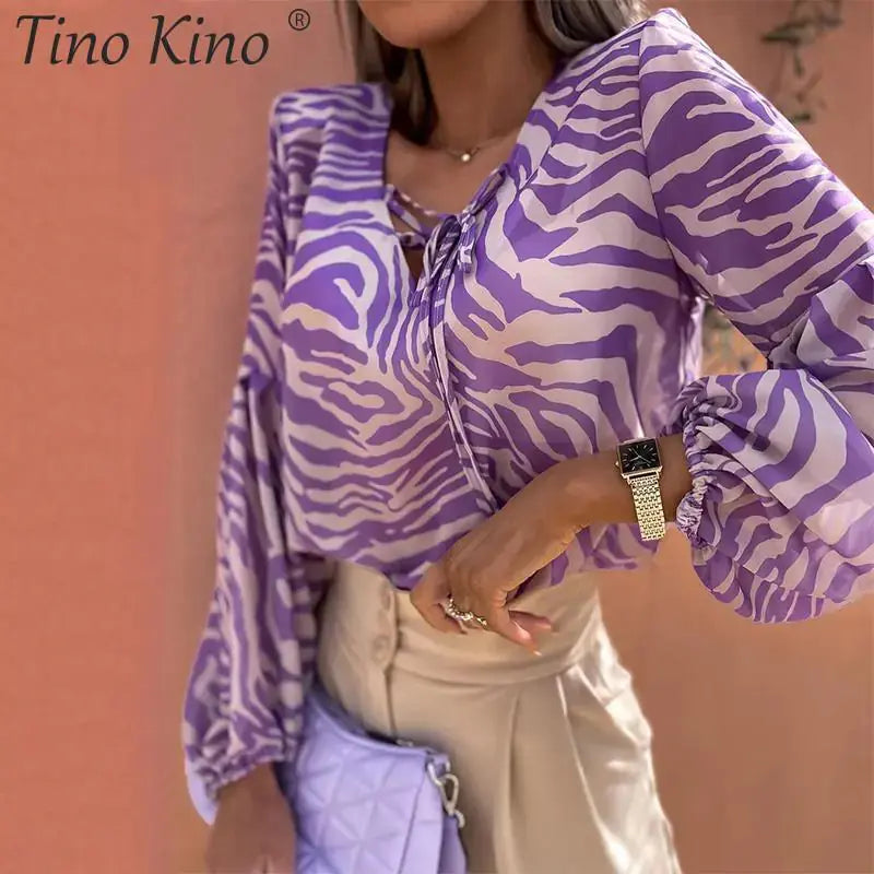 Zebra V-Neck Women's Blouse – Bold & Elegant