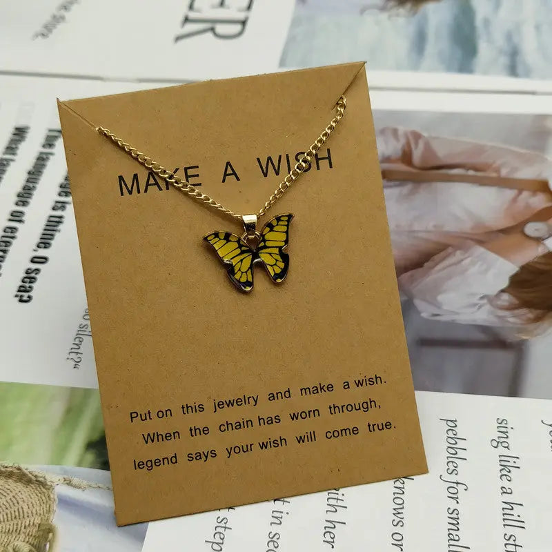 Zinc Alloy Butterfly Pendant Necklace - Golden Color