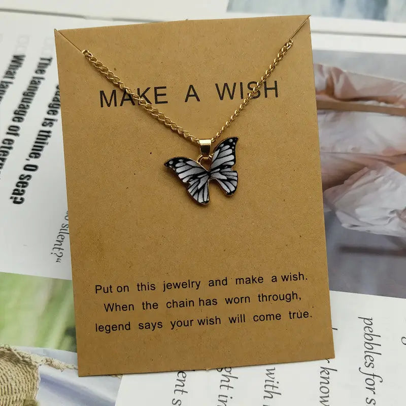 Zinc Alloy Butterfly Pendant Necklace - Golden Color