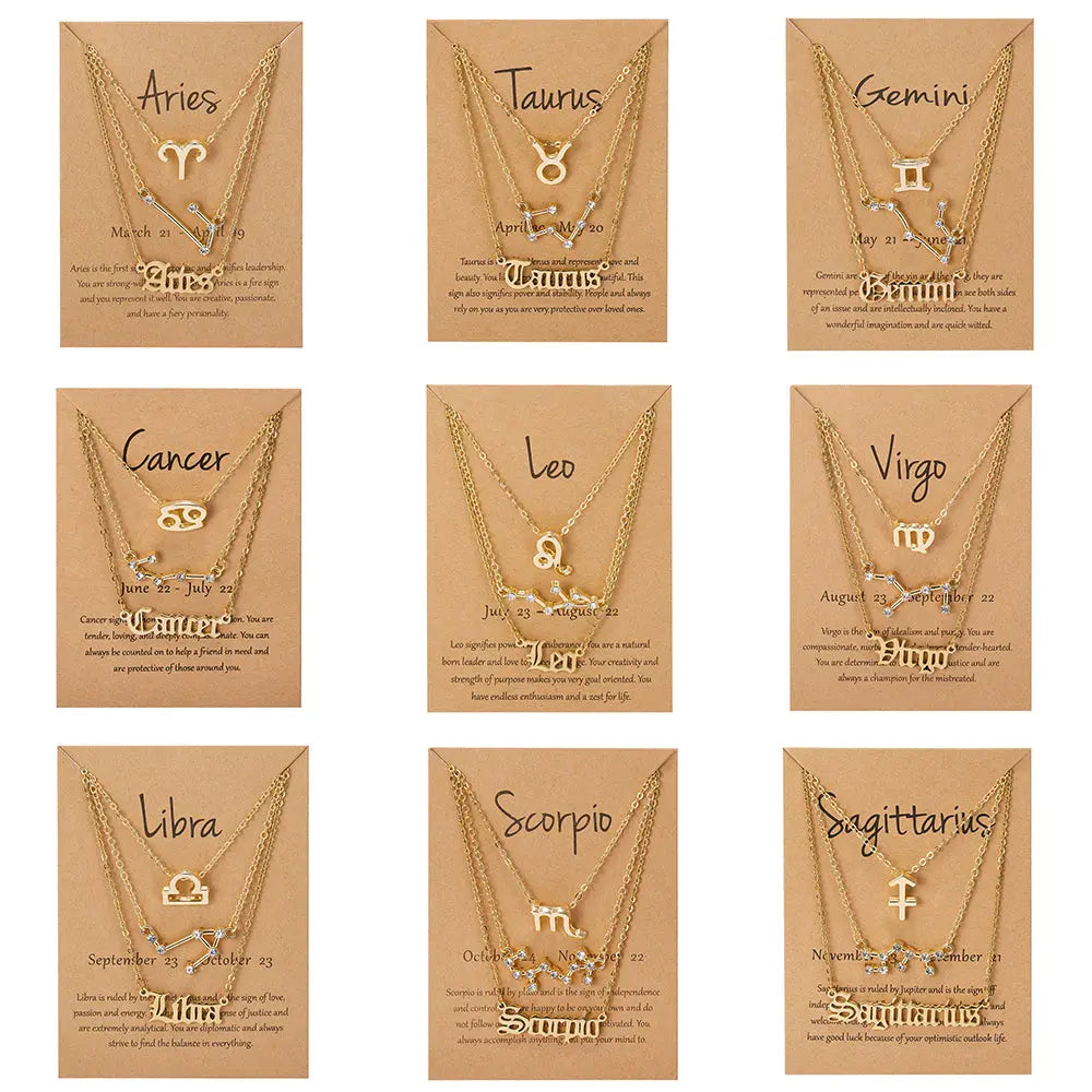 Zodiac Sign Pendant Necklace - Available in 12 Different Zodiac Signs