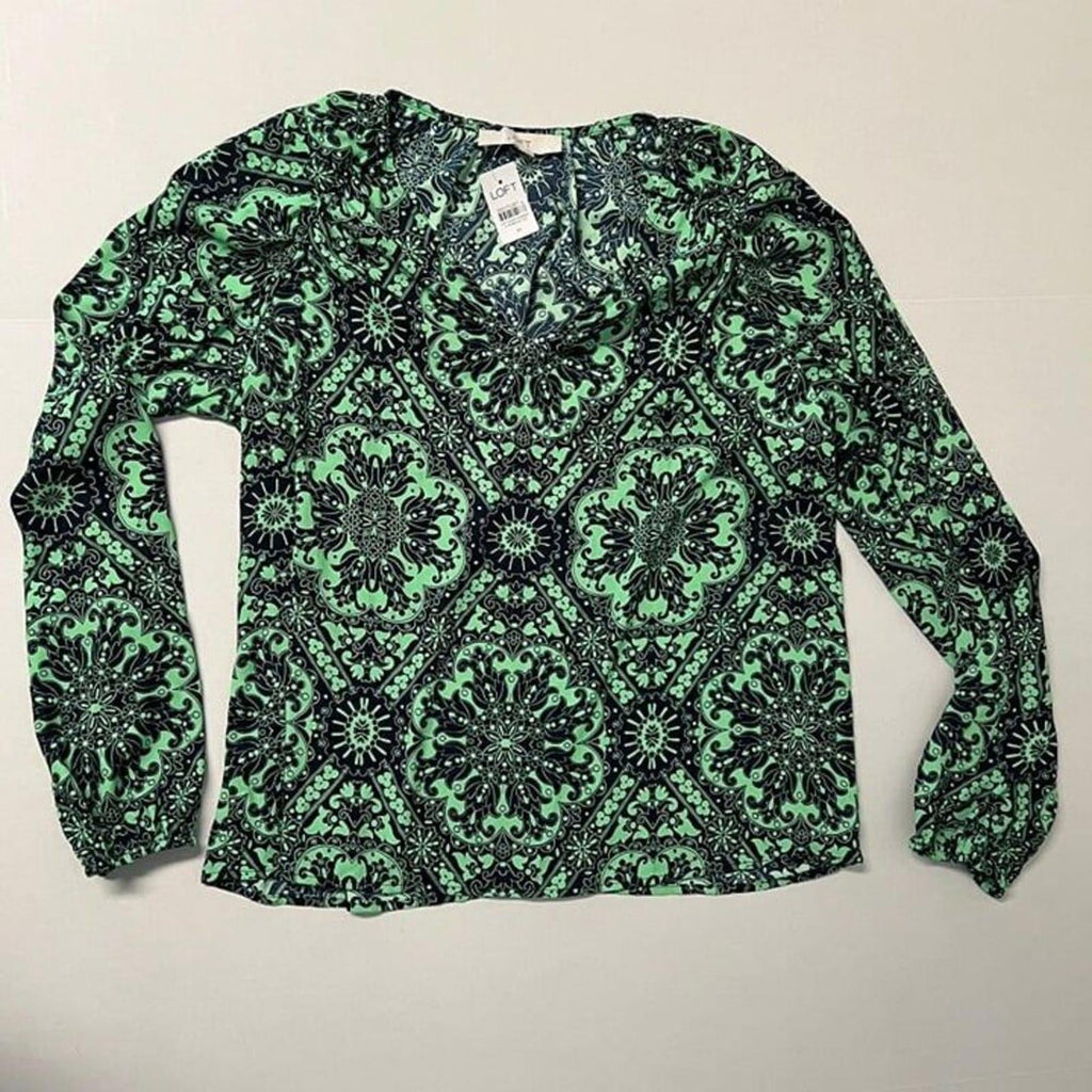 LOFT Tile Shirred Raglan Blouse