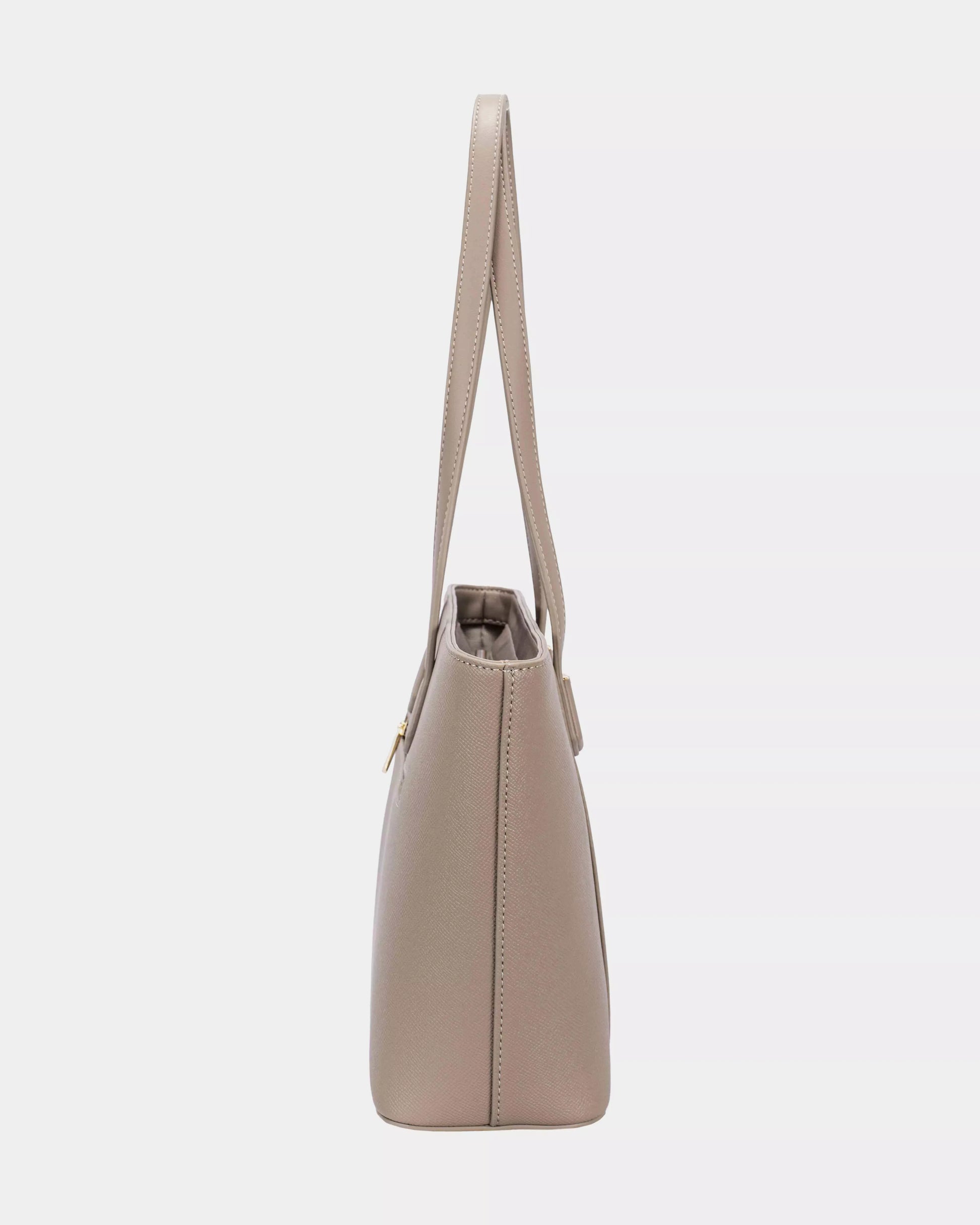 David Jones Leather Tote Bag with Gold Hardware