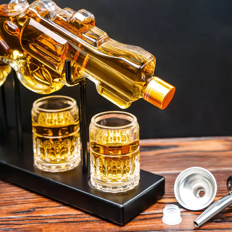 Classic Revolver Whiskey Decanter Set
