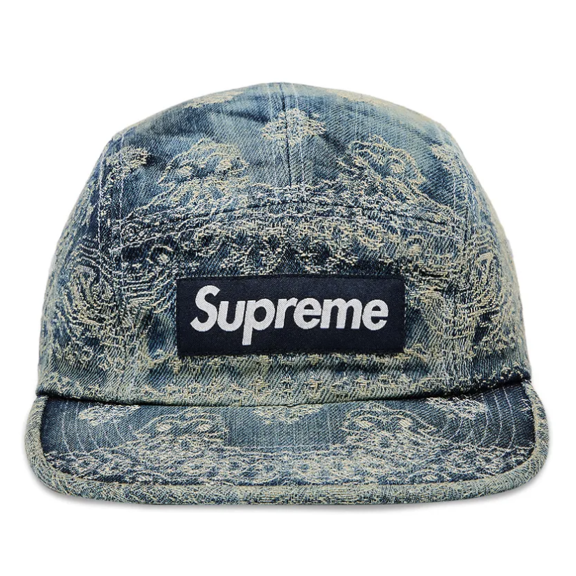 Supreme Bandana Jacquard Denim Camp Cap Indigo