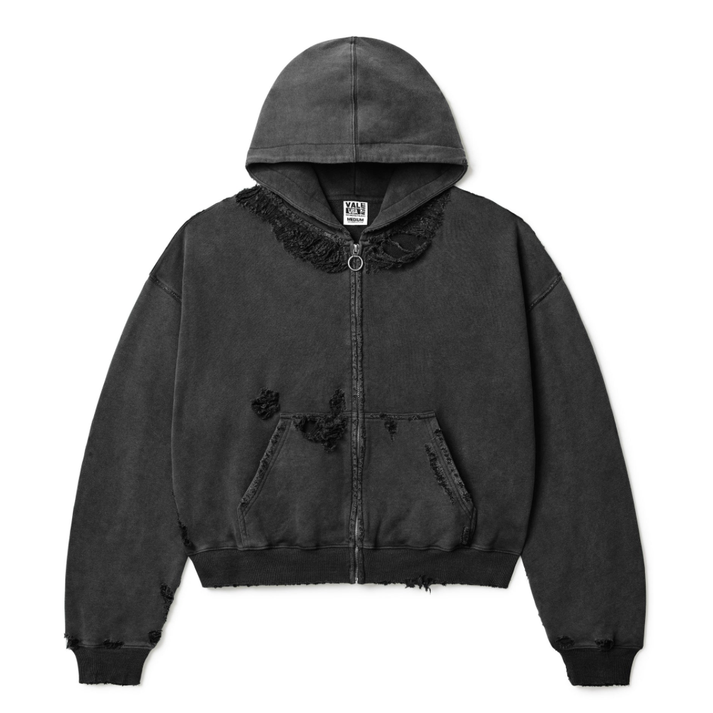 Vale Forever Black Destroyer Zip Up Hoodie