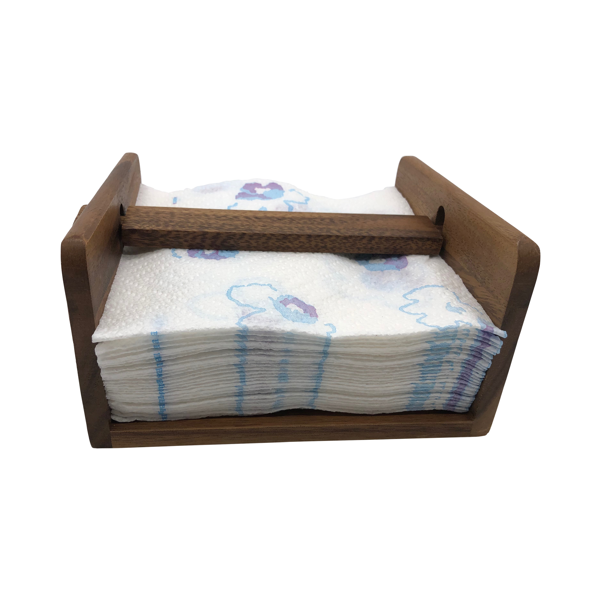 Acacia Napkin Holder - Wooden Tabletop Napkin Organizer Rustic Luncheon Size