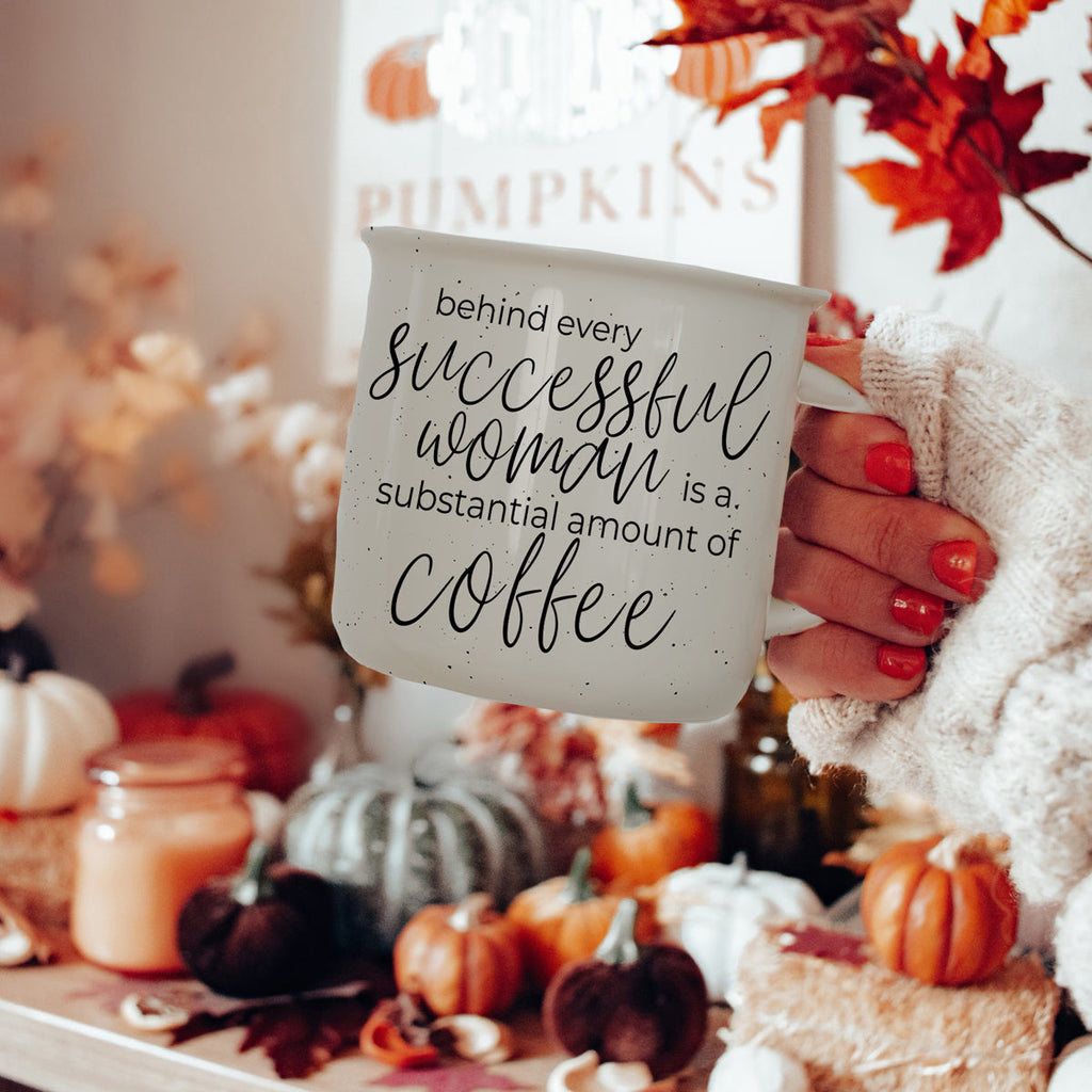 Successful Woman 14.5oz Ceramic Campfire Mug Double-Sided White Sesame Glaze