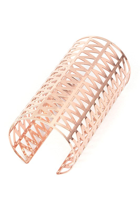 Adjustable Cutout Cuff Bangle Wide Rose Gold Bracelet