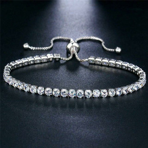Adjustable Dainty Tennis Bracelet Sterling Silver CZ