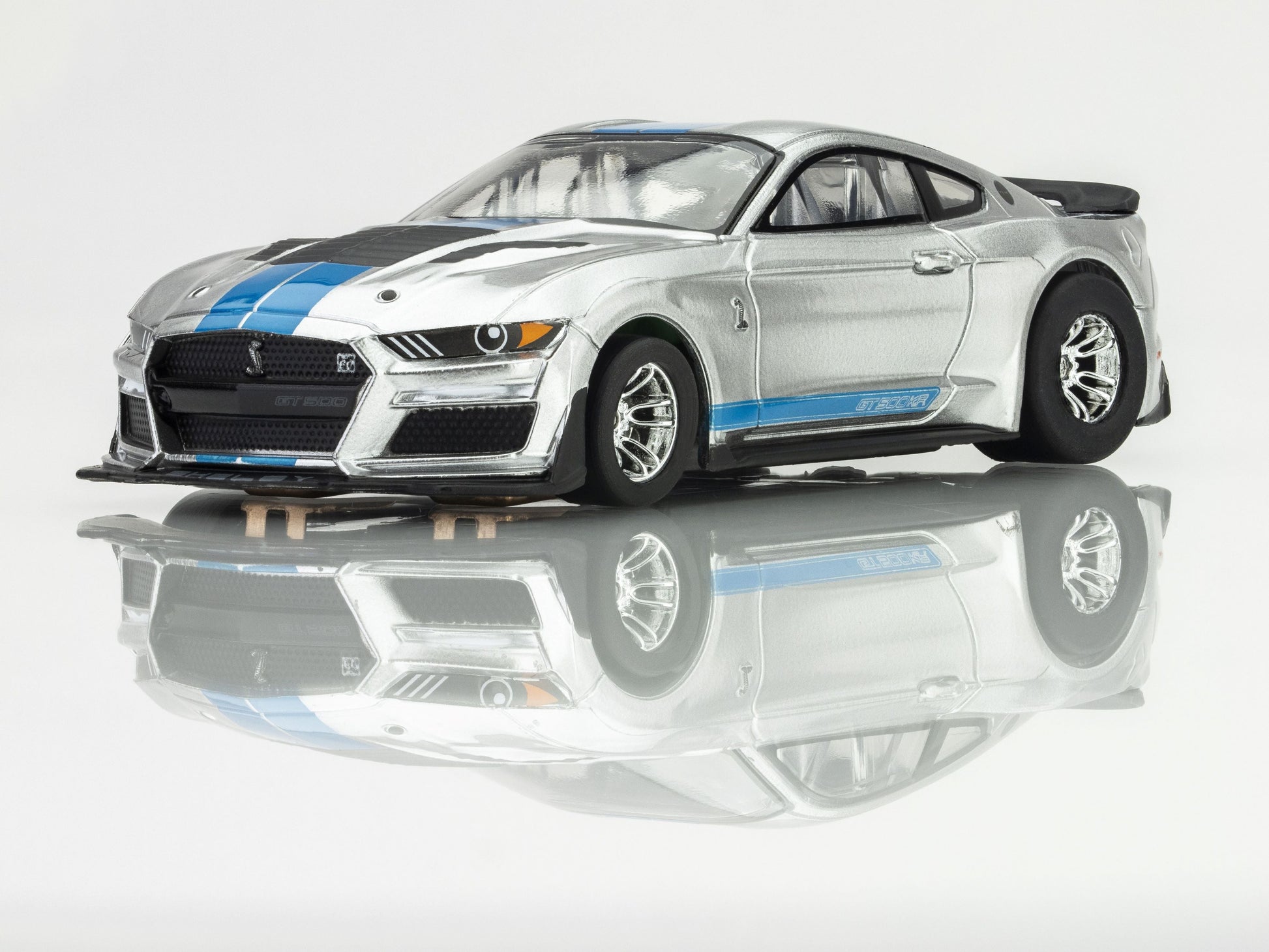 AFX 2022 Shelby Mustang GT500KR King of the Road Silver/Blue HO Scale Slot Car – 22099