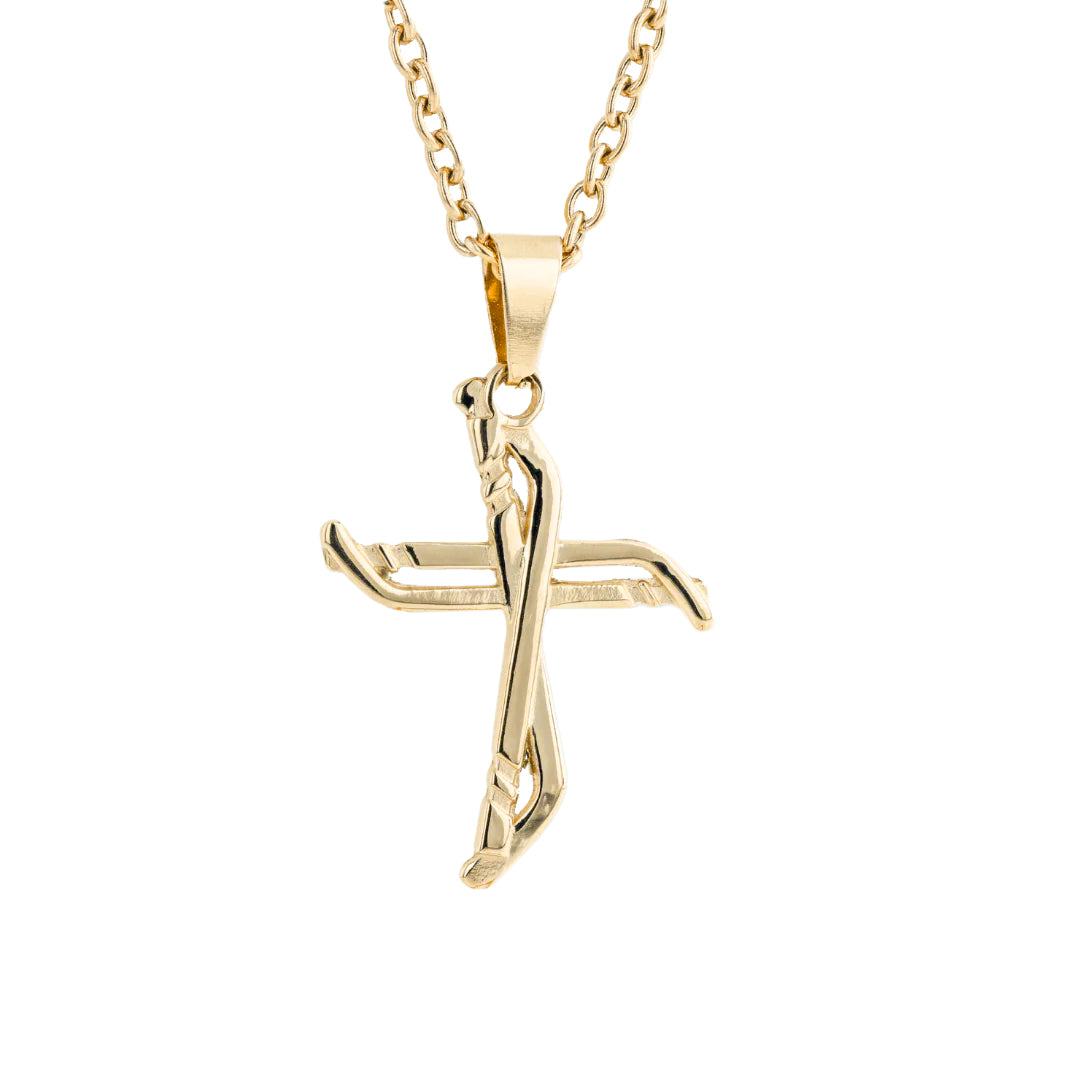 Slap Shot Hockey Cross Necklace