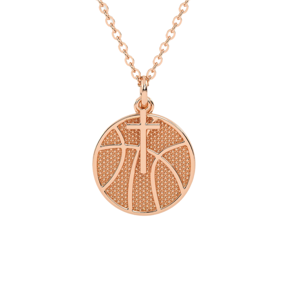 Basketball Cross Necklace w/ Dangle Pendant