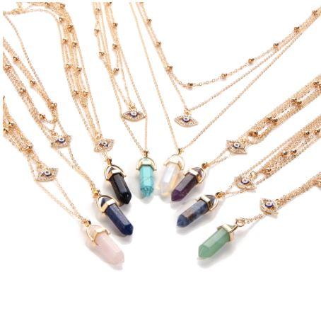 All Seeing Eye Layered Gold Necklace With Pendant Charm