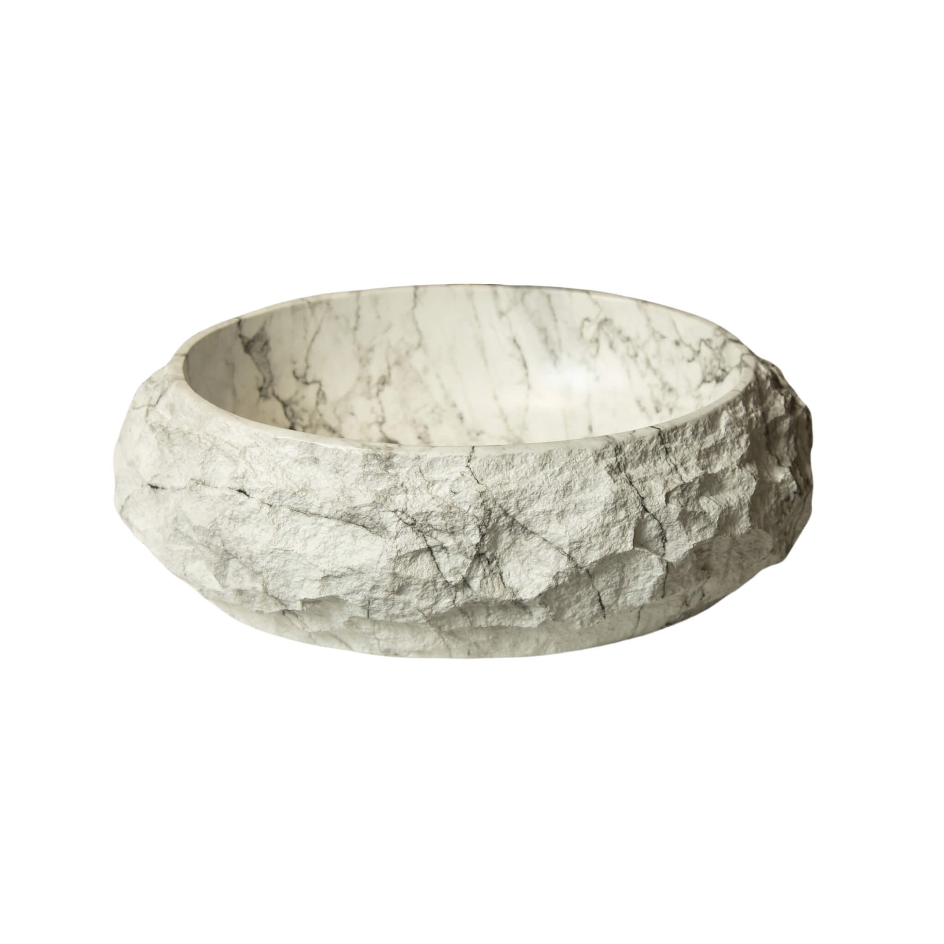 Nuvia 18-Inch Ivory Oval Bathroom Resin Vessel Basin Sink With Stone Pattern (SAK65412)