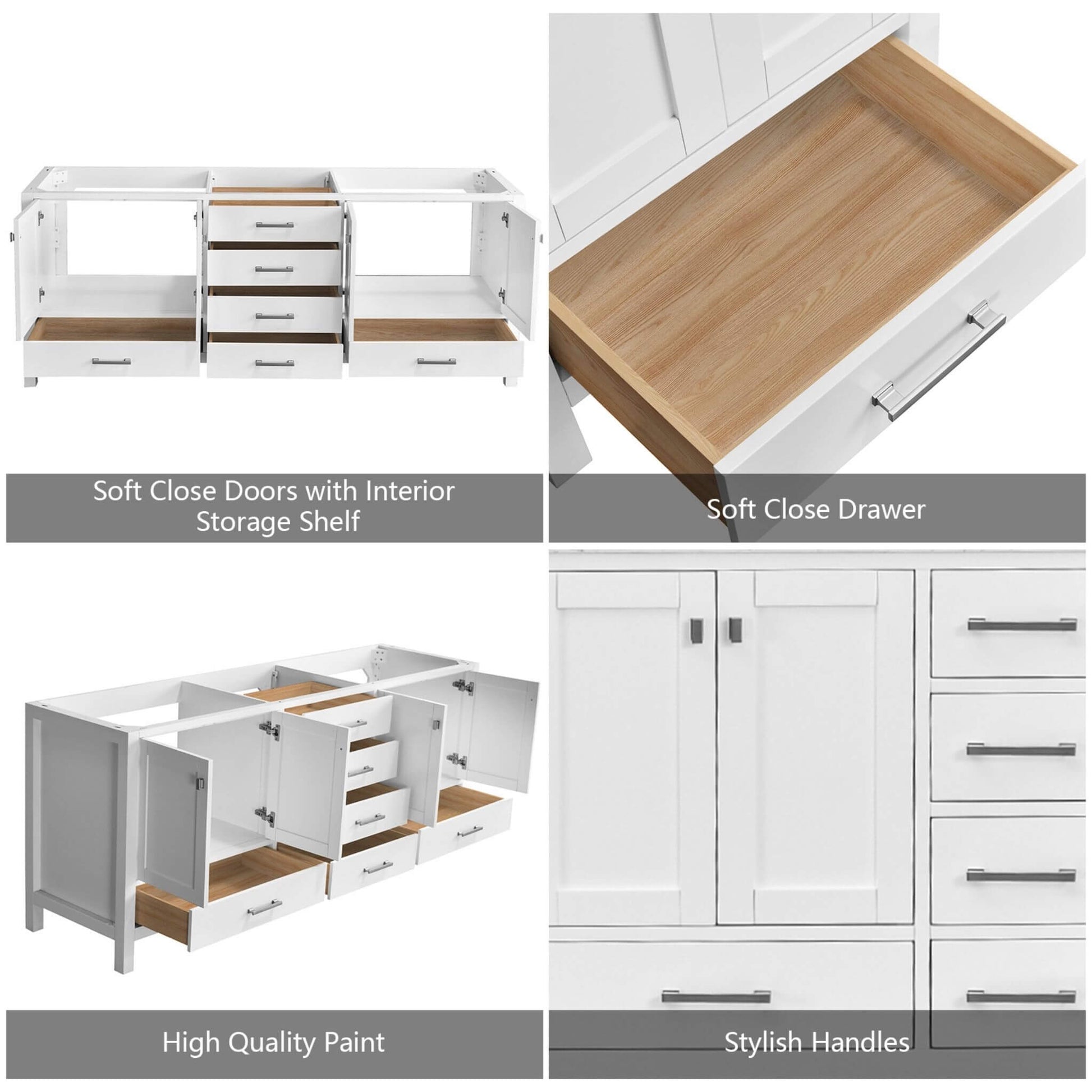 Nuvia 84-Inch Double Basin Freestanding Bathroom Vanity With Solid Wood Frame [No Faucet] (SAK82614)