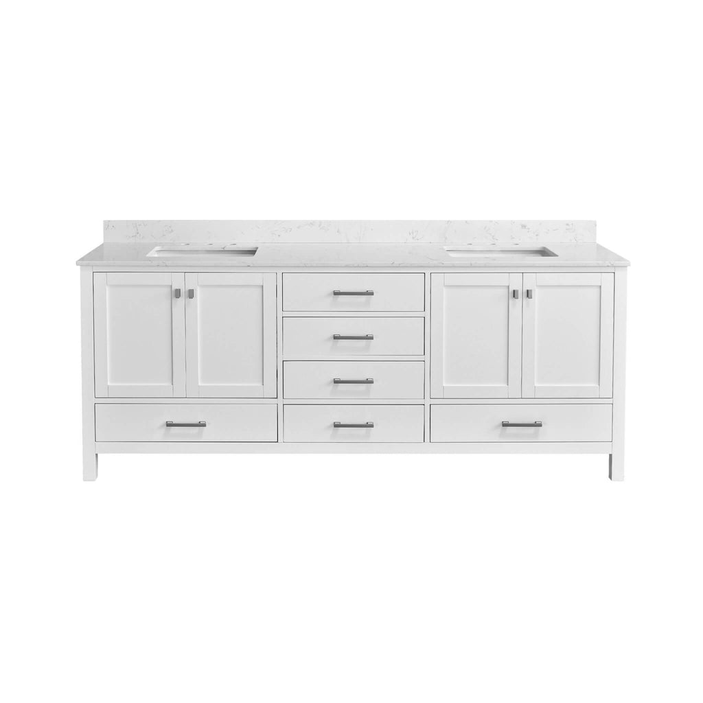 Nuvia 84-Inch Double Basin Freestanding Bathroom Vanity With Solid Wood Frame [No Faucet] (SAK82614)