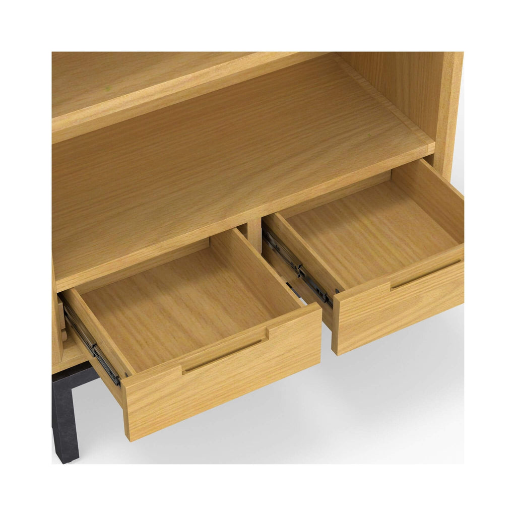 Nuvia Banting Mid-Century Oak Veneer Bookcase With Adjustable Shelves (SAK54087)