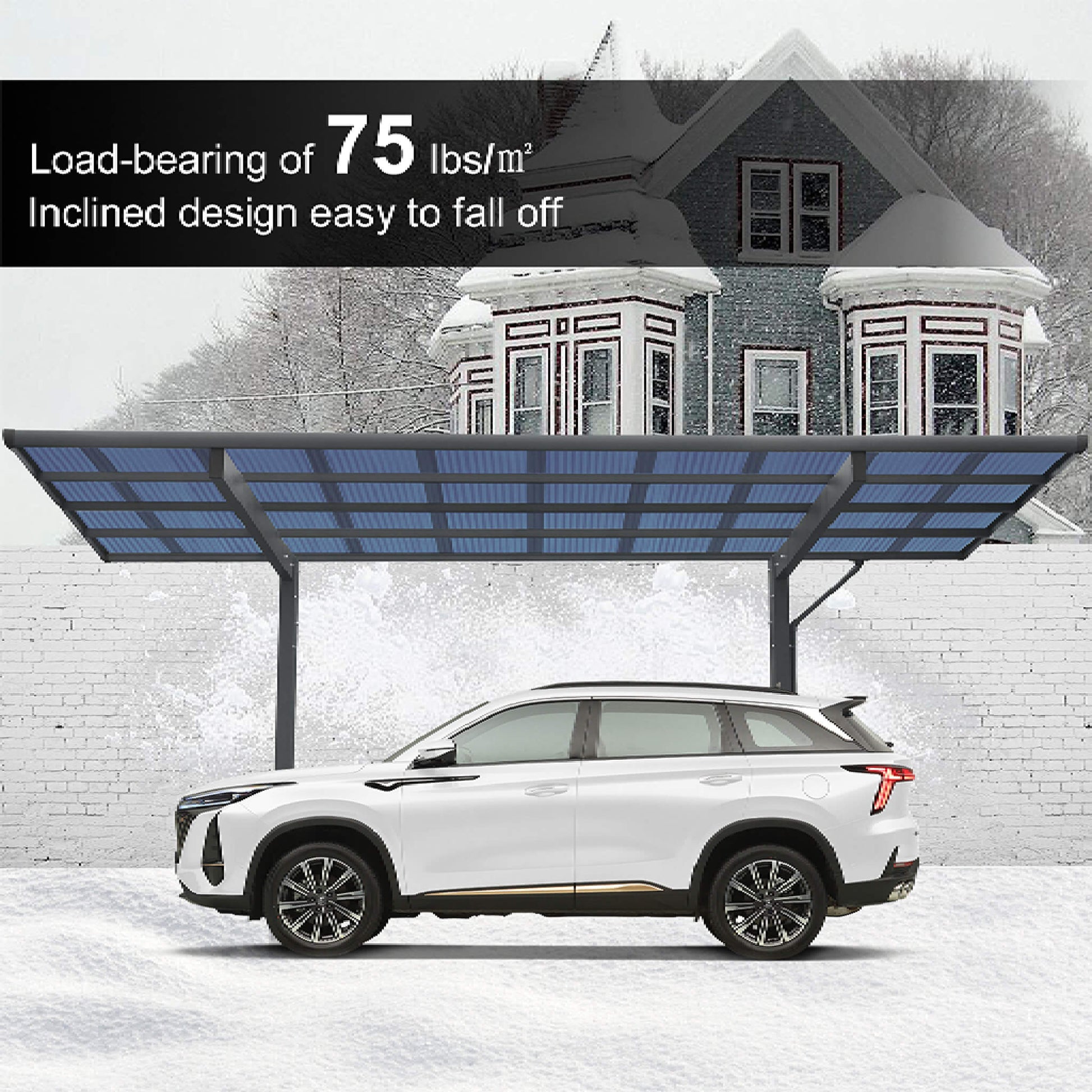 [10X17FT] Alora Extra-Large Heavy-Duty Outdoor Aluminum Single Side Carport With Galvanized Metal Roof (SAK31279)