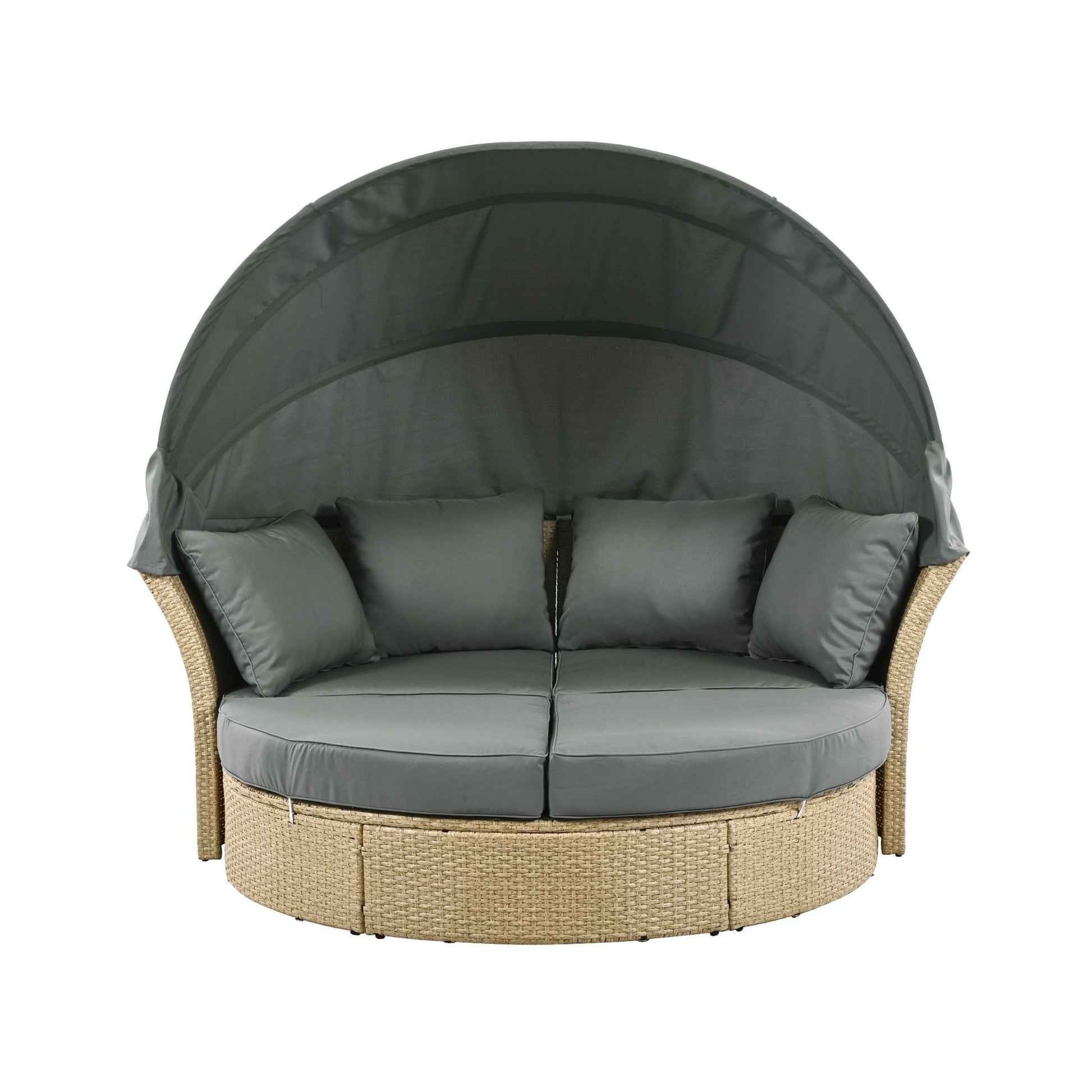 Alora Premium Outdoor Garden Wicker Rattan Patio Daybed With Retractable Canopy (SAK43581)