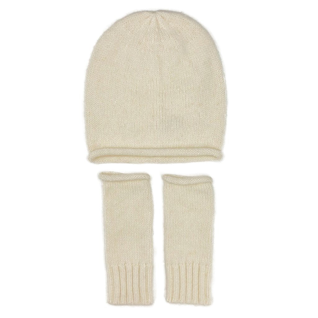 Alpaca Fingerless Knit Gloves Long Ribbed Cuff Winter Gloves Thumb Slit